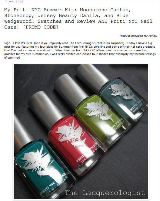 "Moonstone Cactus", "Jersey Beauty Dahlia"... Summer Kit Priti NYC - Swatches & Revue par The Laquerologist