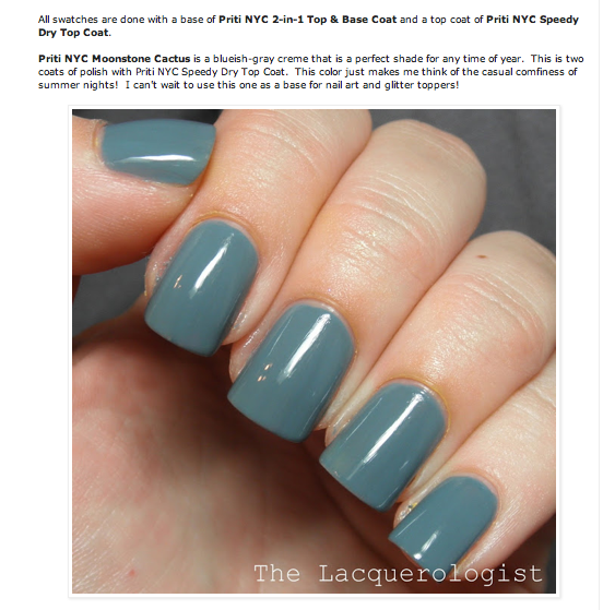 Priti NYC - Vernis à Ongles Flowers - Moonstone Cactus