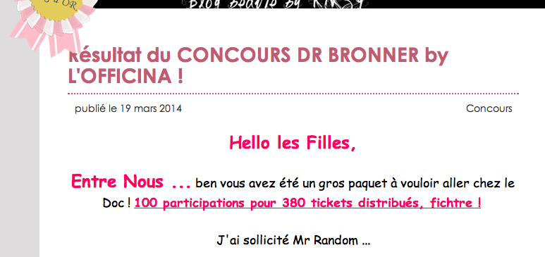 Concours DUO DR BRONNER en partenariat L'Officina / le blog beauté de Kirzy