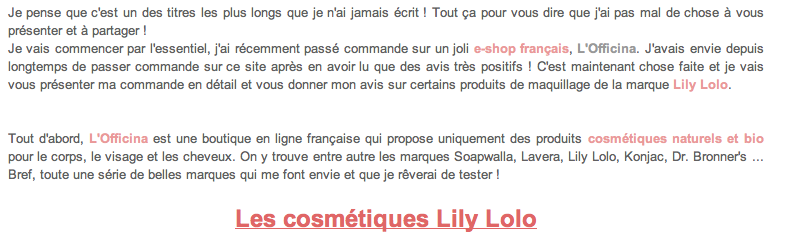 Revue de la commande à l'Officina, magasin en ligne de cosmétiques naturels & bio - par Aventures d'une Bruxelloise