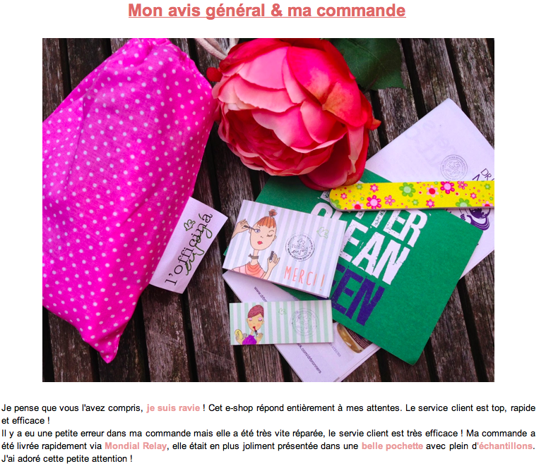 Revue de la commande à l'Officina, magasin en ligne de cosmétiques naturels & bio, e-shop