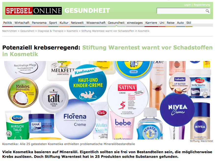 Allemagne - Stiftung Warentest met en garde sur les substances toxiques présentes dans les produits cosmétiques