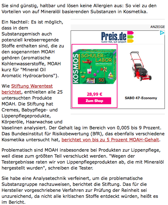 Allemagne - Stiftung Warentest met en garde sur les substances toxiques présentes dans les produits cosmétiques