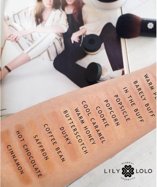LILY LOLO Mineral Foundation color swatch shades SPF 15 Hot Chocolate swatch