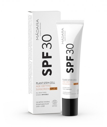Crème Solaire bio MADARA antioxydant végétal Visage Anti-âge SPF30 beige invisible teint cosmétique bio