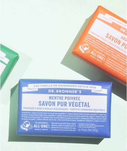 Dr. Bronner's - 4 Pains de Savons bio Pur Végétal Tea Tree Lavande Agrume Menthe Poivrée