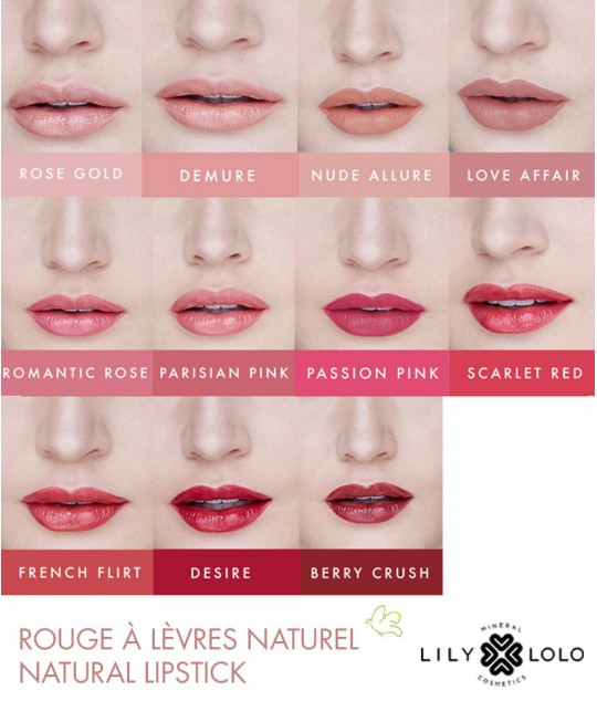 Rouge à Lèvres Naturel Lily Lolo swatch maquillage minéral couleurs teintes palette collection