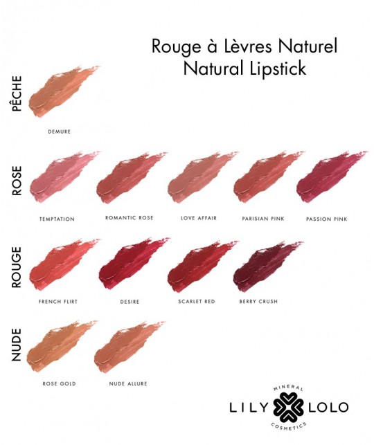 Lily Lolo Rouge à Lèvres Naturel swatch collection couleurs teintes maquillage minéral