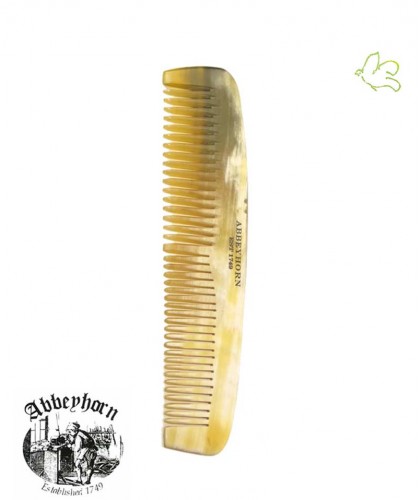 Peigne en corne naturelle Abbeyhorn - double denture (15 cm) petit cheveux barbe homme femme