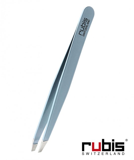 RUBIS Switzerland Tweezers Classic Slanted tips - Light Blue eyebrows beauty cosmetics