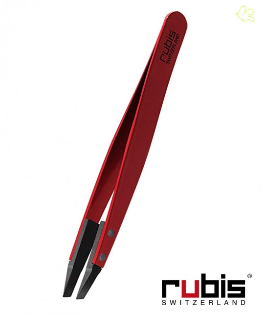 RUBIS Switzerland Pince à Épiler Classic Techno mors biais - Rouge Homme barbe poils high tech design