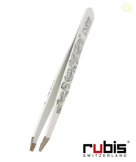RUBIS Switzerland Pinzette Augenbrauen - klassisch schräg beauty Kosmetik hochwertig Weiss Blätter