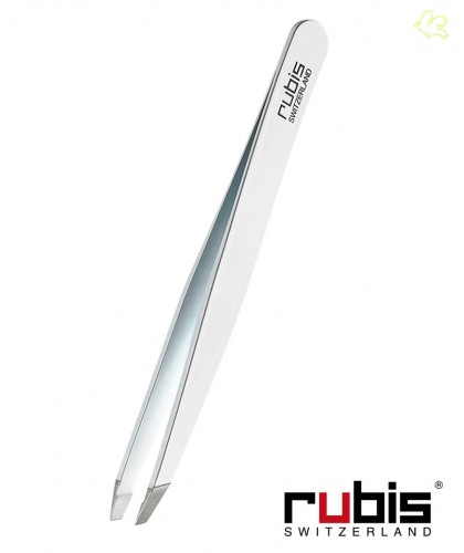 RUBIS Switzerland Tweezers Classic Slanted tips - White eyebrows beauty