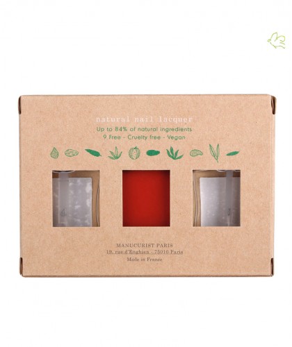 Green Manucurist Coffret Vernis Poppy Red Three Steps vegan non toxique naturel Rouge coquelicot
