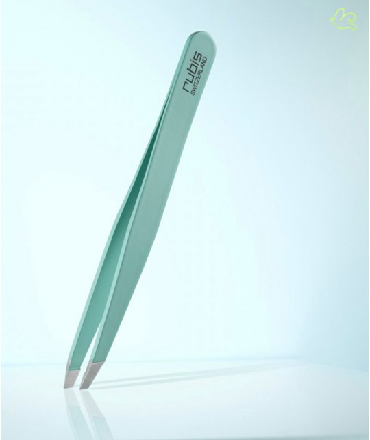 Pince à Épiler RUBIS Switzerland sourcils beauté cosmétique Classic mors biais - Turquoise Vert clair