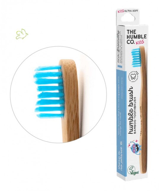 Brosse à Dents en Bambou Humble Brush  Enfant - bleu Vegan poils nylon ultra doux