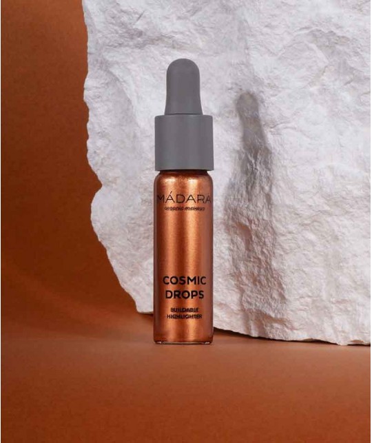 Madara organic makeup Buildable Highlighter Cosmic Drops liquid natural beauty certified vegan Bronze Burning Meteorite 3