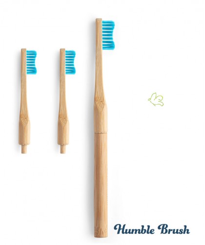 Brosse à Dents en Bambou Humble Brush Tête interchangeable zero déchet compostable biodegradable écologique bleu