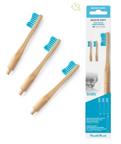 Humble Brush Bambus Zahnbürste mit austauschbarem Kopf weiche Borsten Nylon nachhaltig umweltfreundlich kompostierbar