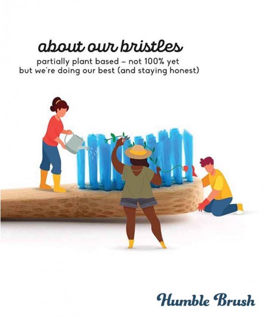 Bamboo Toothbrush Humble Brush Adult - blue Soft Nylon bristles Vegan sustainable no waste