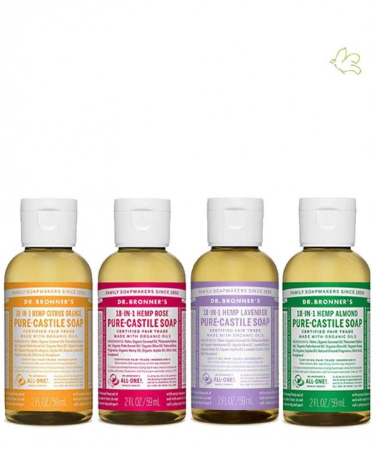Dr. Bronner's 4 organic Liquid Soaps Pur castille natural soap vegan