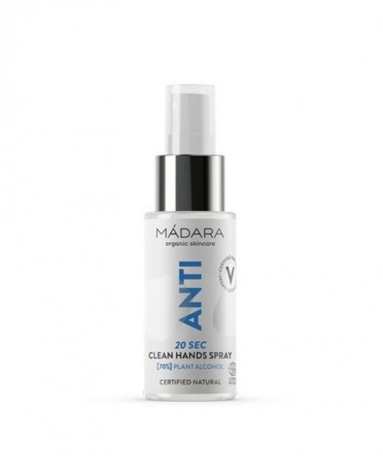 MADARA organic skincare ANTI 20 SEC Clean hands spray with alcohol (70%) antibacterial natural
