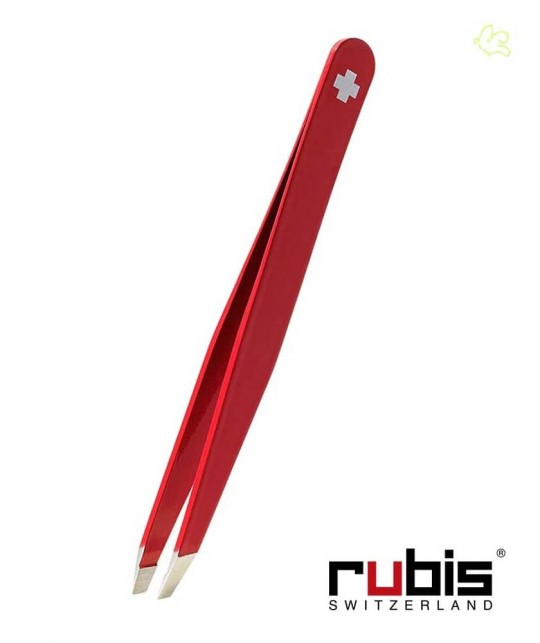 RUBIS Switzerland Pince à Épiler Rouge Croix Suisse Classique mors biais - beauté sourcils cosmétique