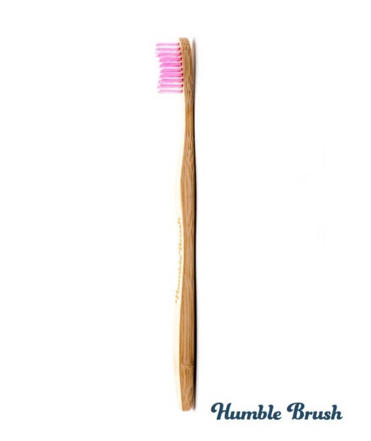 Humble Brush Brosse à Dents en Bambou écologique Adulte - rose poils souples Vegan Cruelty free