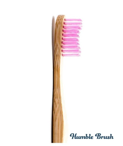 Humble Brush Bamboo Toothbrush Adult - pink Soft Nylon bristles Vegan