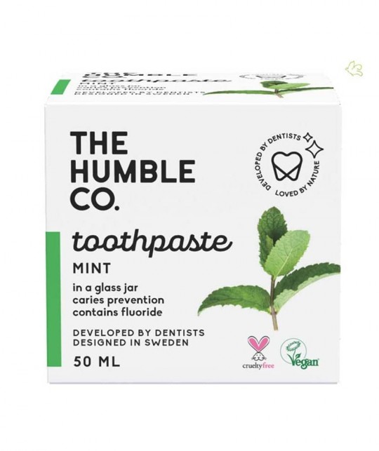 Humble Natural Toothpaste glass jar Fresh Mint with fluoride