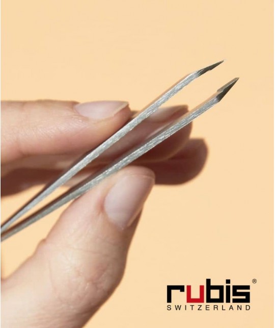 RUBIS Switzerland Tweezers Classic Slanted tips Steel Six Stars eyebrows