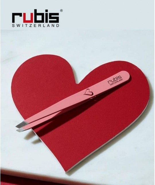 RUBIS Switzerland Tweezers Classic Slanted tips Pink Heart beauty eyebrows cosmetics