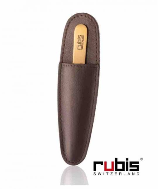 RUBIS Switzerland Pince à Épiler Or Étui cuir Marron Shiny Gold Classic mors biais