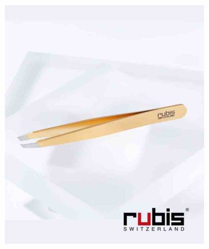 RUBIS Switzerland Tweezers Classic Slanted tips Gold l'Officina Paris