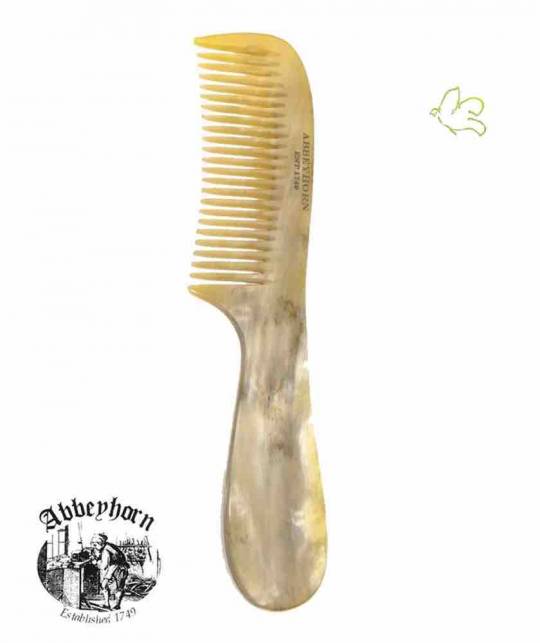 Horn Comb ABBEYHORN single tooth with handle (19 cm) long hair handmade