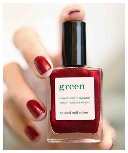 Manucurist GREEN Red Hibiscus Nail Polish dark shimmery red