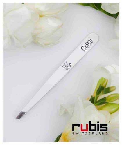 RUBIS Switzerland Pince à Épiler classique Blanc Edelweiss sourcils beauté mors biais