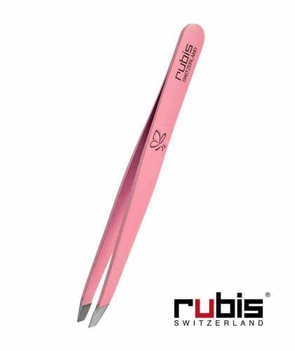 RUBIS Switzerland Pince à Épiler Rose Papillon Classic mors biais sourcils