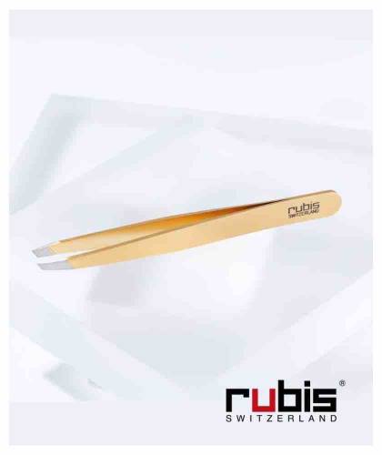 RUBIS Switzerland Pinzette Classic schräg Gold Augenbrauen