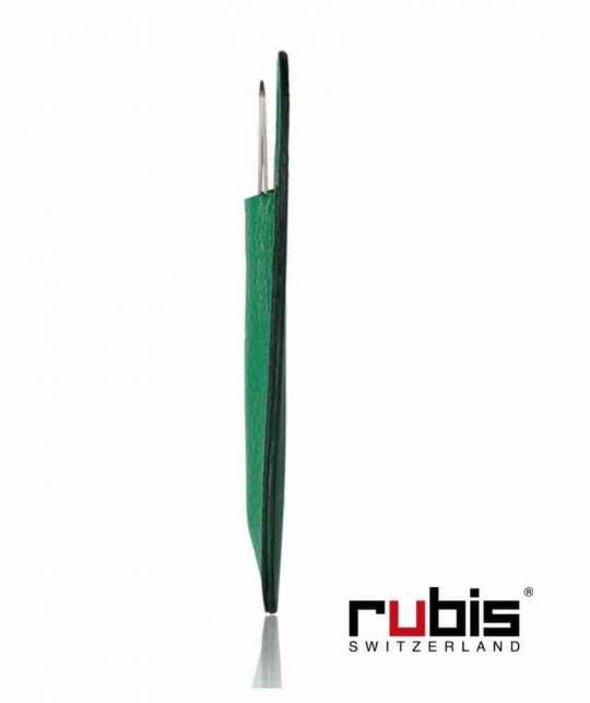 RUBIS Switzerland Pince à Épiler Classic mors biais Inox Étui cuir Vert