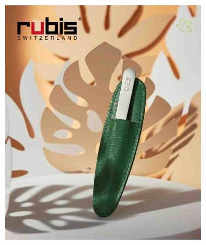 RUBIS Switzerland Pince à Épiler Classic mors biais Inox Étui cuir Vert