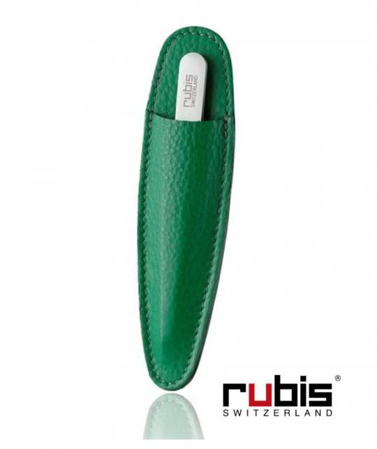 RUBIS Switzerland Tweezers Classic Slanted tips Steel Leather Sleeve Green