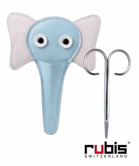 RUBIS Switzerland Baby Nail Scissors with Elephant Pouch leather pouch gift kids