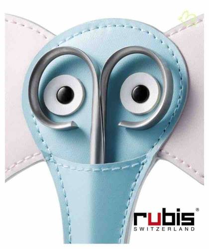 RUBIS Switzerland Baby Nail Scissors with Elephant Pouch leather pouch gift kids