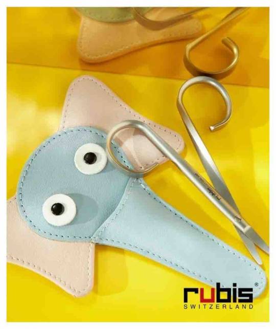Baby & Kids Nail Scissors RUBIS Switzerland Elephant Pouch leather pouch gift set