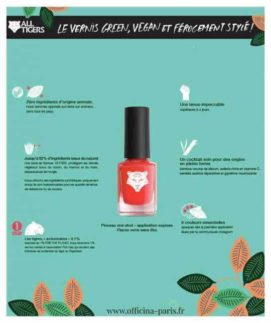 ALL TIGERS green nail polish Makeup pouch Nail Lacquers gift set natural & vegan organic cotton