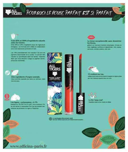ALL TIGERS Lippenstift liquid Lipstick Matt ORANGE ROT 886 vegan Naturkosmetik l'Officina