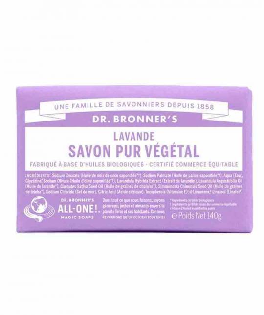 Dr. Bronner's Savon bio Lavande pain solide naturel vegan