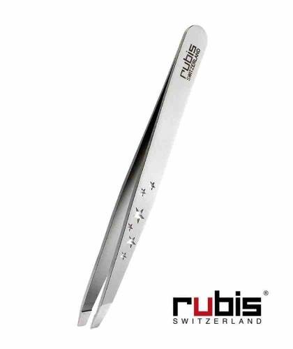 RUBIS Switzerland Tweezers Classic Slanted tips Steel Six Stars eyebrows