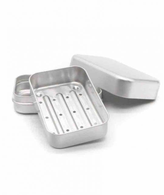 Travel Soap Box with Drip Tray aluminium sustainable Les Essentiels